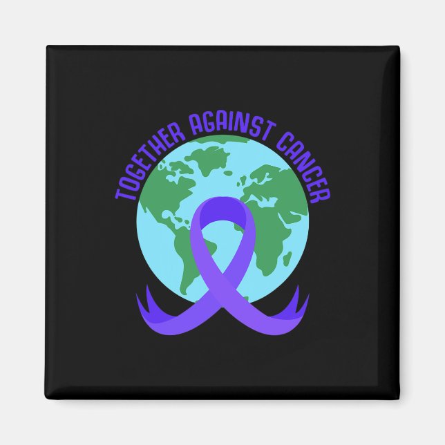 Tillsammans mot cancer slogan för världscancerdage magnet (Framsidan)