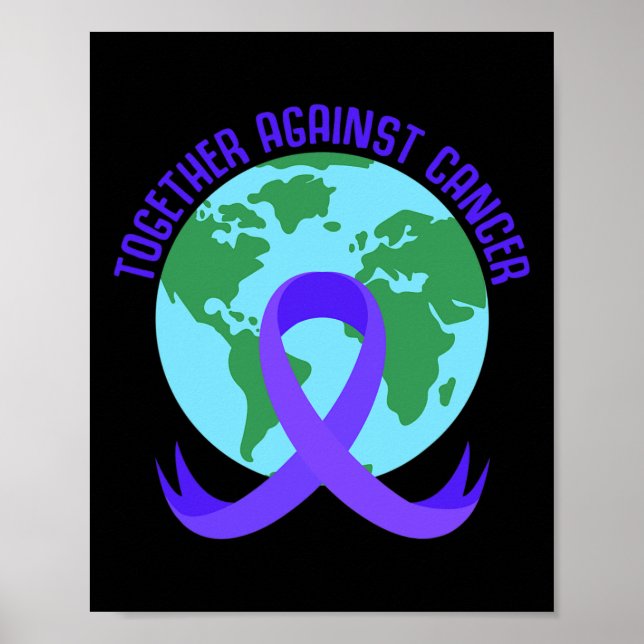 Tillsammans mot cancer slogan för världscancerdage poster (Framsidan)