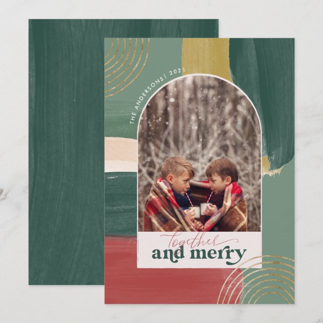 Tillsammans och merry | Foto Arch Modern jul Julkort (Fram/baksida)