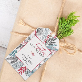 Tillsammans och Merry Helgdag Greenery Presentetikett