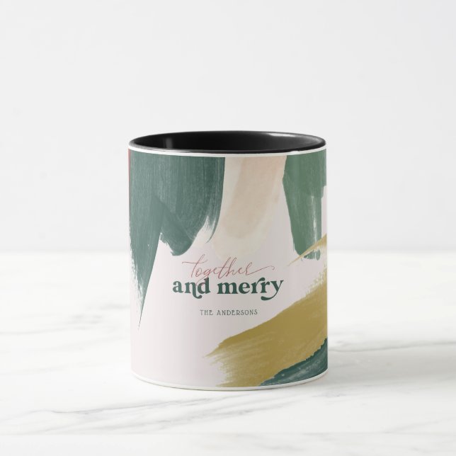 Tillsammans och merry | Modern monogram jul Mugg (Center)
