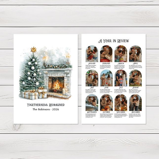 Tillsammans på nytt - Året i akvarellsammanfattnin Julkort (Togetherness Reimagined Watercolor Year in Review Holiday Card)