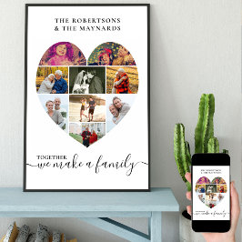 Tillsammans Personlig Kärlek Heart 9 Photo Collage Poster