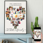 Tillsammans Personlig Kärlek Heart Photo Collage Poster<br><div class="desc">Skapa din egen personlig poster med 29 av dina favoritfoton och din familj namn. Fotomallen är utformad för att skapa en fotokollage i form av ett kärlek-hjärta och visa bilder i en blandning av porträtt, liggande och fyrkantiga instrumentformat. Ladda upp foton som arbetar i rader, från överkant till grund. Utformningen...</div>