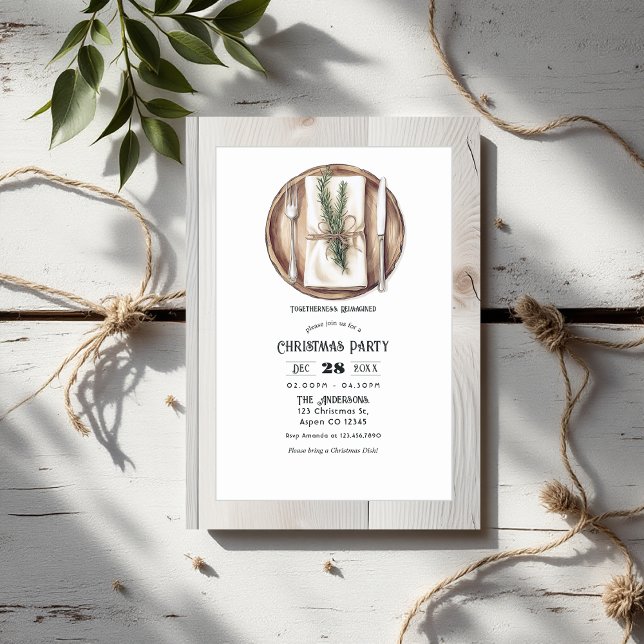 Tillsammans Reimagy Rustic jul Party Inbjudningar (Togetherness Reimagined Rustic Christmas Party Invitation)