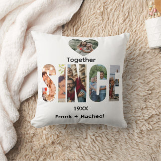 Tillsammans sedan – anpassat år och parnamn Foto Kudde