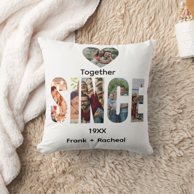 Tillsammans sedan – anpassat år och parnamn Foto Kudde (Filt)