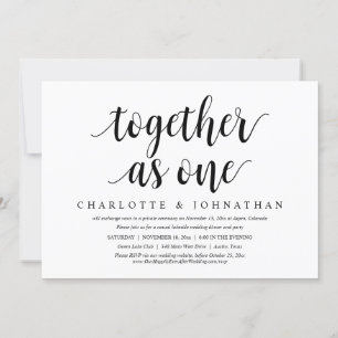 Tillsammans som en, Bröllop Elopement Middag Party Inbjudningar