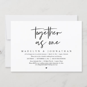 Tillsammans som en, Bröllop Elopement Middag Party Inbjudningar
