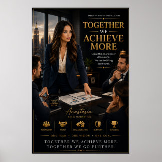 Tillsammans uppnår vi mer – Teamwork Motivation Po Poster