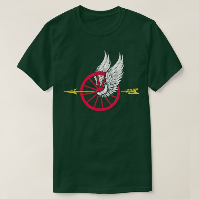 Tillsatta lagar motorcykelenhet Vinge Hjulpil T Shirt (Design framsida)