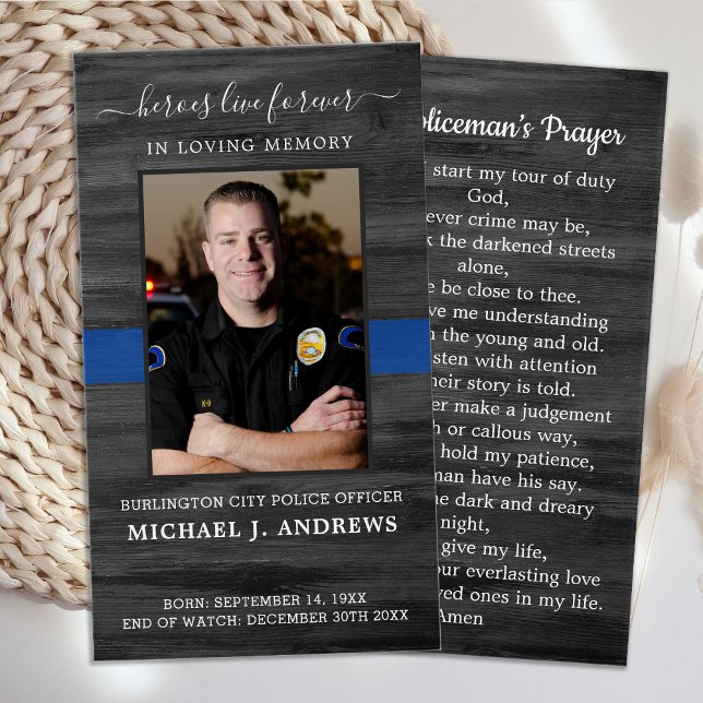 Tillsatta lagar-parker för begravning av polisens  visitkort (Skapare uppladdad)