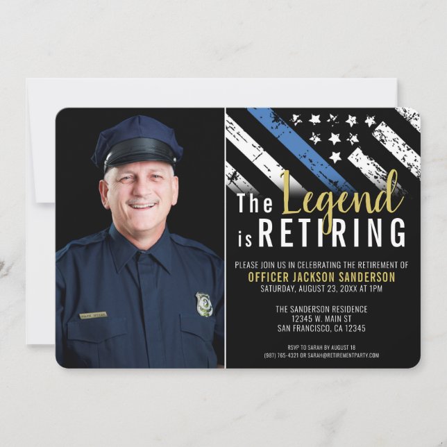 Tillsatta lagar polischef Pension Photo Inbjudningar (Framsida)