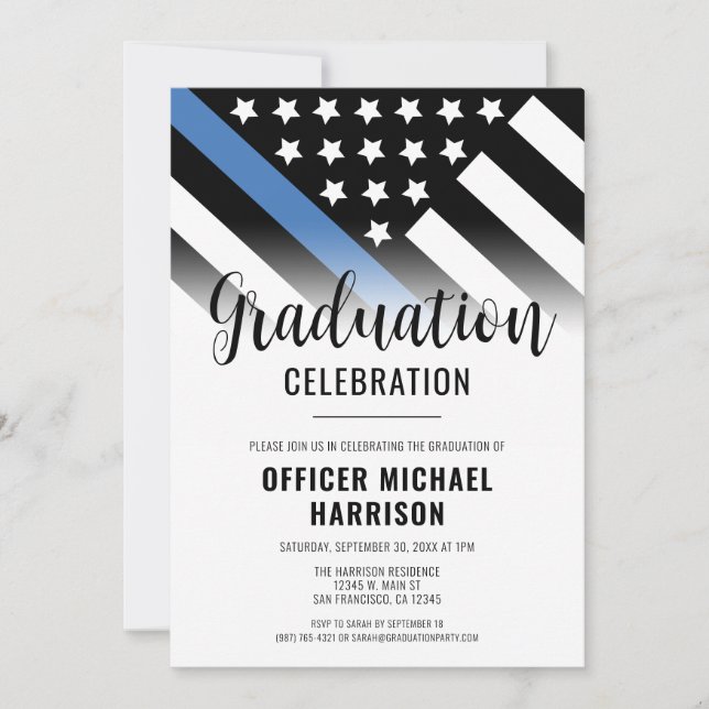 Tillsatta lagar polisens Studentfest Blue Line Inbjudningar (Framsida)