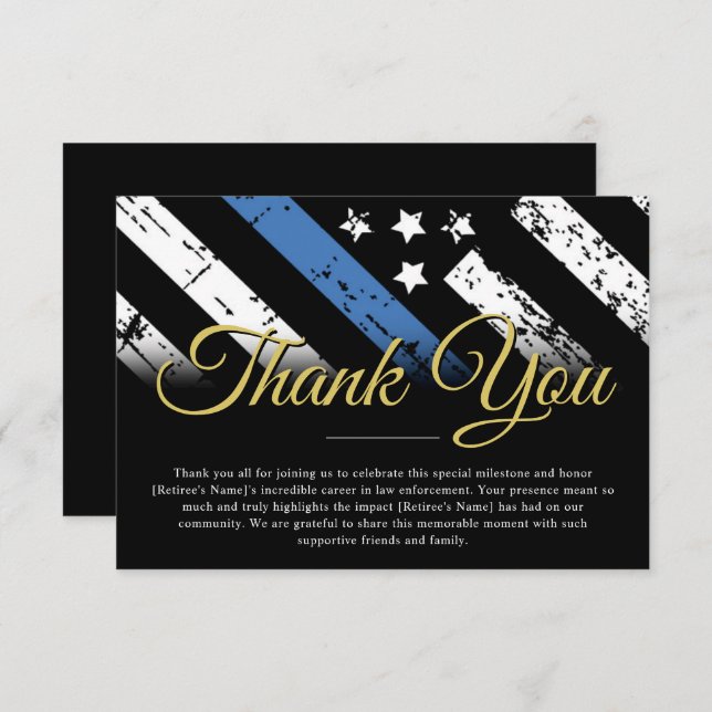 Tillsatta lagar poliser Pension Party Tack Kort (Fram/baksida)