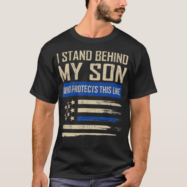 Tillsatta lagar polisson-familjen Blue Thin Line T Shirt (Framsida)