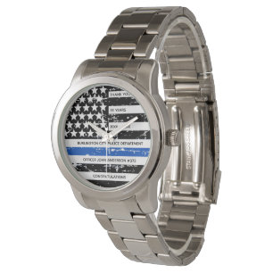 tillsatta lagar Thin Blue Line Police Pension Armbandsur
