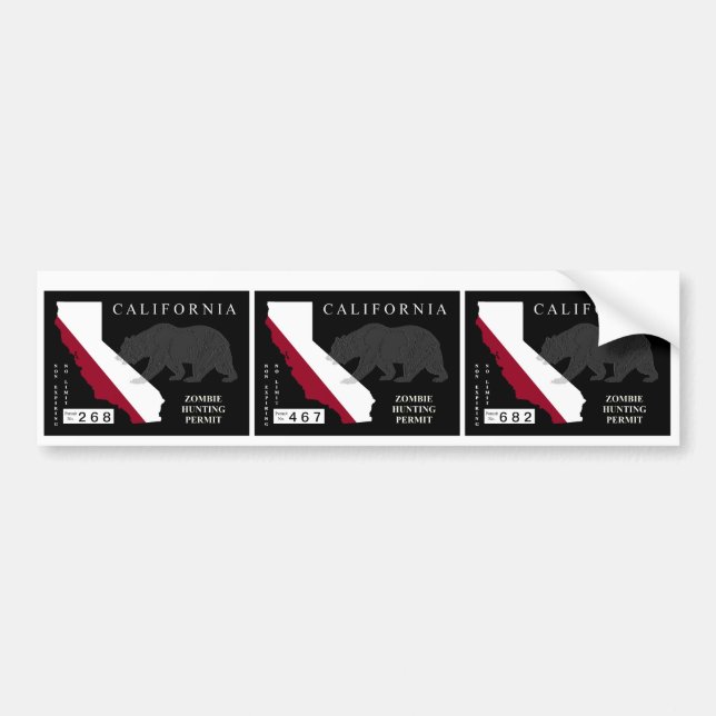 Tillstånd för Kalifornien Zombiejakt Bildekal (Framsidan)