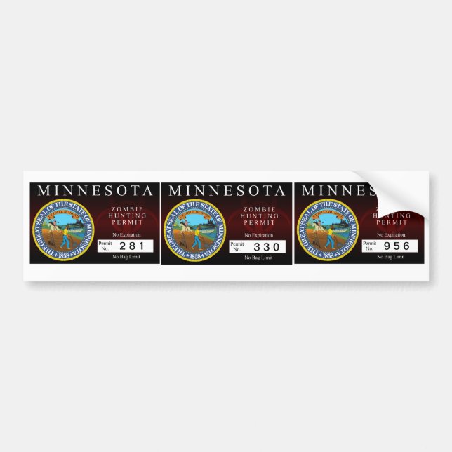 Tillstånd för Minnesota Zombiejakt Bildekal (Framsidan)