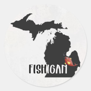 tillstånd för sportfiske i Michigan Runt Klistermärke