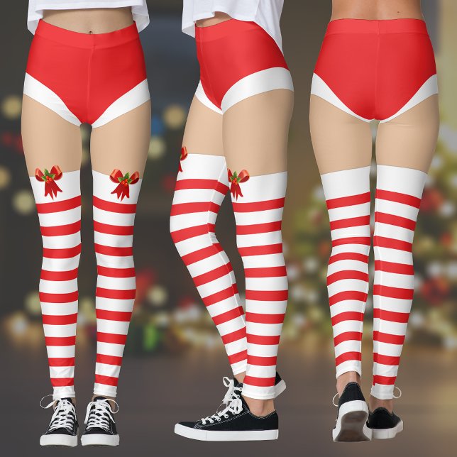 Tillstånd för strimlade jullager leggings (Festive Fun: Striped Christmas Stockings Leggings 🎄🎁)