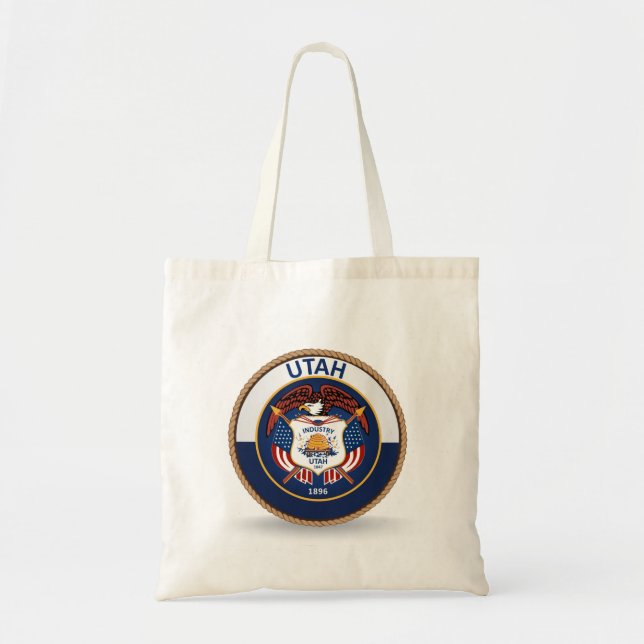 Tillstånd för Utah Flagga Seal Tote Bag Tygkasse (Framsidan)