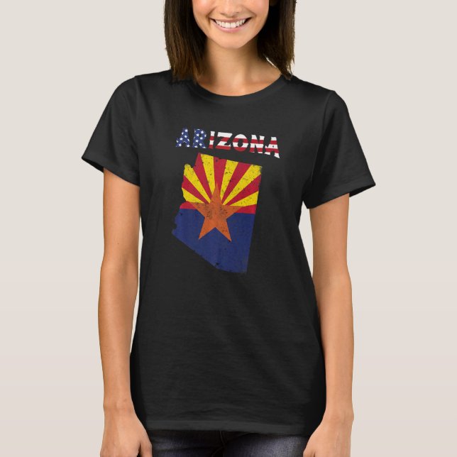 tillståndet för arizona groovy flagga karta t shirt (Framsida)