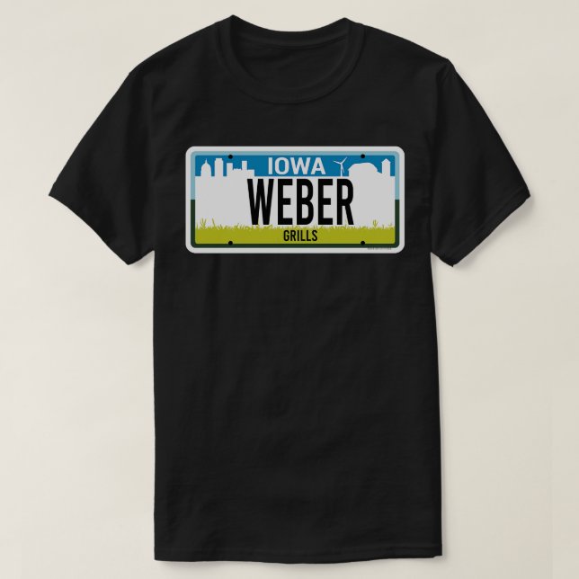 Tillståndet för Iowa anpassningsbar Weber-licenssk T Shirt (Design framsida)