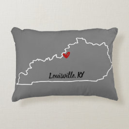 Tillståndet Kentucky med Red Heart Accent Pillow Prydnadskudde