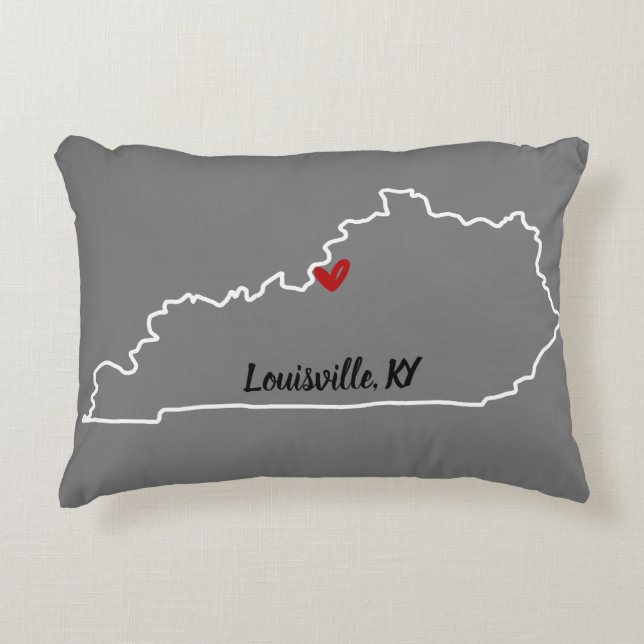 Tillståndet Kentucky med Red Heart Accent Pillow Prydnadskudde (Framsidan)