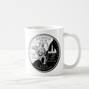 Tillståndskvartal för Illinois Reverse Side Faux Kaffemugg