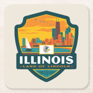 Tillståndsprioritet Illinois Underlägg Papper Kvadrat