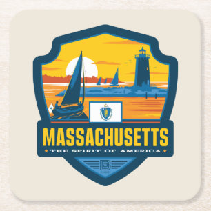 Tillståndsprioritet Massachusetts Underlägg Papper Kvadrat