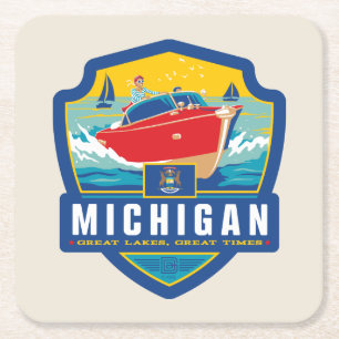 Tillståndsprioritet Michigan Underlägg Papper Kvadrat