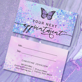 Tillsynskort för lavender butterfly faux glitter visitkort