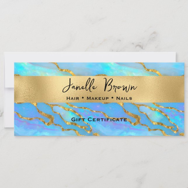 Tillsynskort för lyxfaux opal Stone Guld Inbjudningar (Framsida)