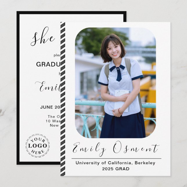 Tilltalande Snygg Examen Inbjudan Mall (Fram/baksida)