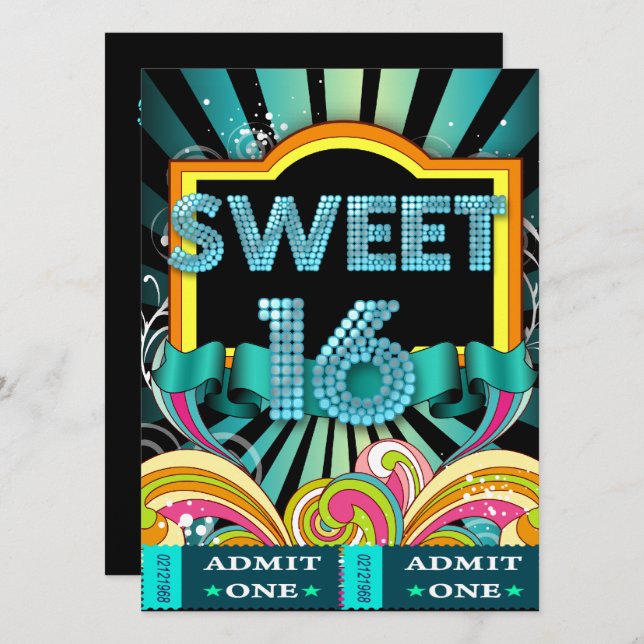 Tillträde för sweet sixteen Sverige 16 Party Bilje Inbjudningar (Fram/baksida)