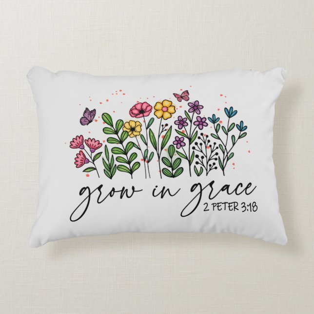 Tillväxt i Grace - Vibrant Blommigt - inspiration Prydnadskudde (Framsidan)