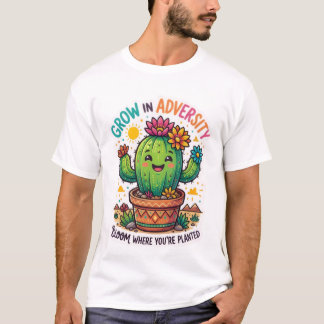 Tillväxt-i-Motgång Kaktus Design T-Shirt