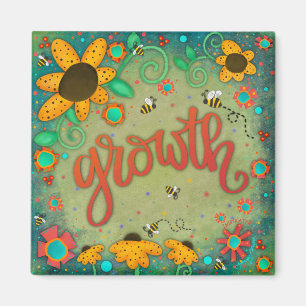 Tillväxt Söt Blommigt Trendig inspirationell Grönt Magnet
