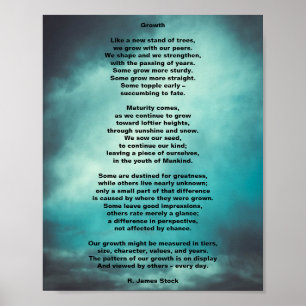 "Tillväxt", ursprunglig dikt på 8"x10" poster