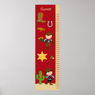 Tillväxtdiagram för barn - Cowboy Poster