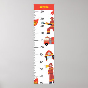 Tillväxtdiagram för Cute Firefighter Fireman Poster