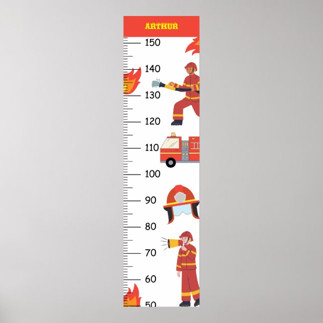 Tillväxtdiagram för Cute Firefighter Fireman Poster (Framsidan)