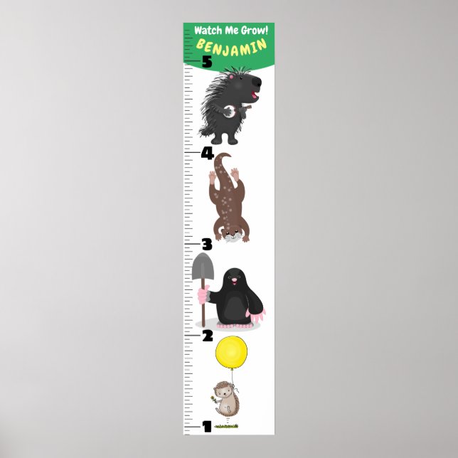 Tillväxtdiagram för lustiga djur, tecknad poster (Framsidan)