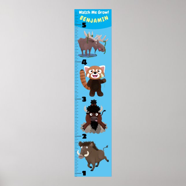 Tillväxtdiagram för lustiga djur, tecknad poster (Framsidan)