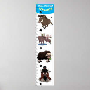 Tillväxtdiagram för lustiga djur, tecknad poster