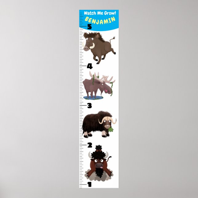 Tillväxtdiagram för lustiga djur, tecknad poster (Framsidan)