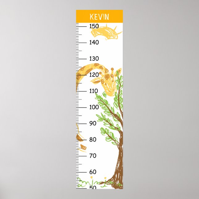 Tillväxtdiagram för personlig Cute Giraffe Poster (Framsidan)